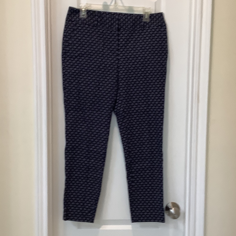 LOFT Navy Geometric Skinny Pants